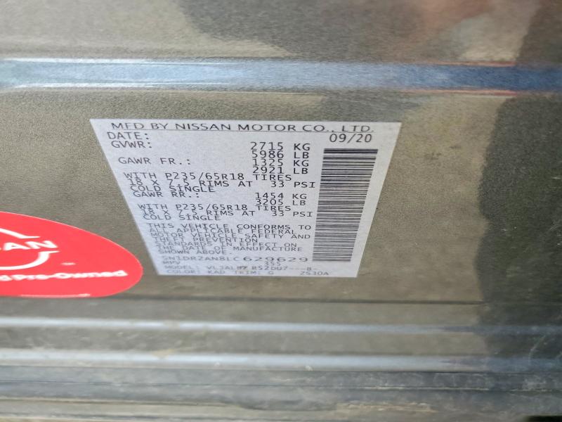 60540116 :رقم المزاد ، 5N1DR2AN8LC629629 vin ، 2020 Nissan Pathfinder مزاد بيع
