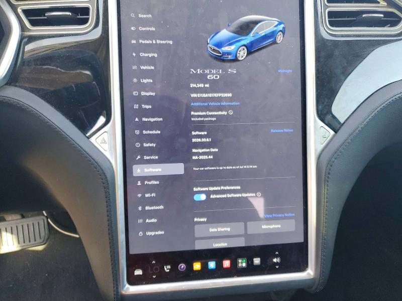 60838156 :رقم المزاد ، 5YJSA1S17EFP32698 vin ، 2014 Tesla Model S مزاد بيع