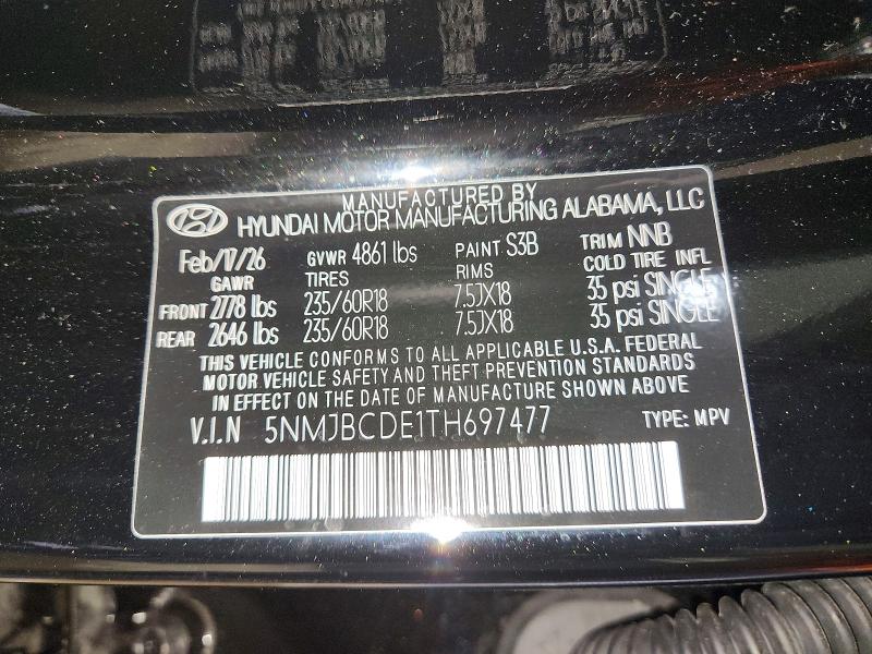 Продаж на аукціоні авто 2026 Hyundai Tucson, vin: 5NMJBCDE1TH697477, номер лоту: 61414146