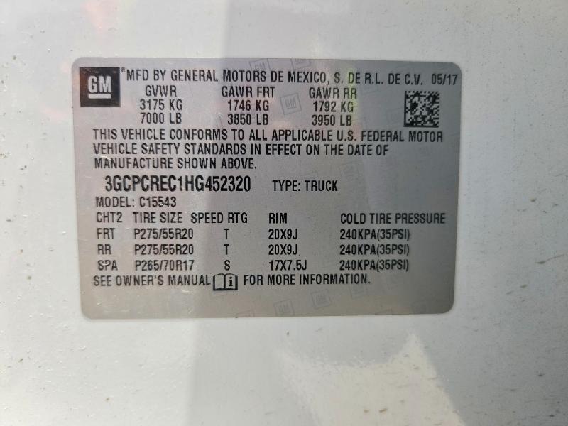 Aukcja sprzedaży 2017 Chevrolet Silverado, vin: 3GCPCREC1HG452320, numer aukcji: 59670146