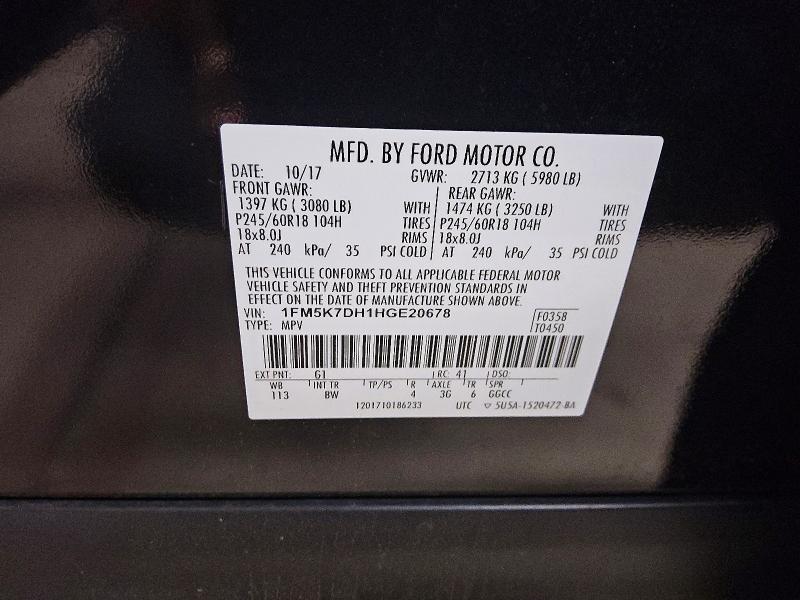 2017 Ford Explorer მანქანა იყიდება აუქციონზე, vin: 1FM5K7DH1HGE20678, აუქციონის ნომერი: 60070666