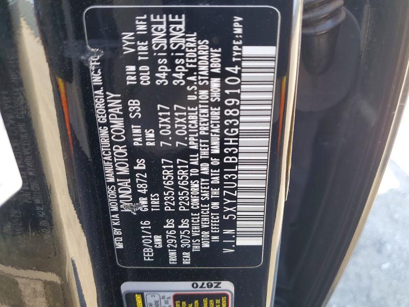 59272736 :رقم المزاد ، 5XYZU3LB3HG389104 vin ، 2017 Hyundai Santa Fe Sport مزاد بيع