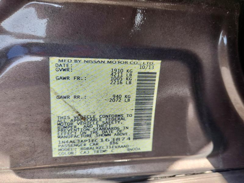 62273236 :رقم المزاد ، 1N4AL3AP1EC163874 vin ، 2014 Nissan Altima مزاد بيع