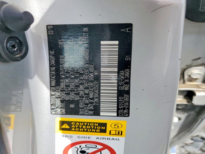 Aukcja sprzedaży 2010 Lexus Rx, vin: 2T2BK1BA5AC056291, numer aukcji: 58412786