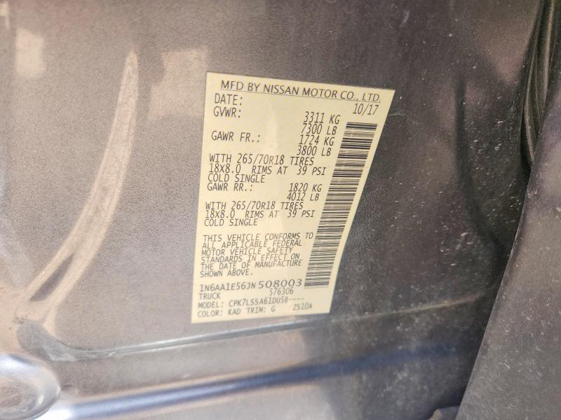 Aukcja sprzedaży 2018 Nissan Titan, vin: 1N6AA1E56JN508003, numer aukcji: 61645926