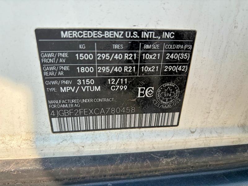 Продажа на аукционе авто 2012 Mercedes-benz Gl, vin: 4JGBF2FEXCA780458, номер лота: 63059836