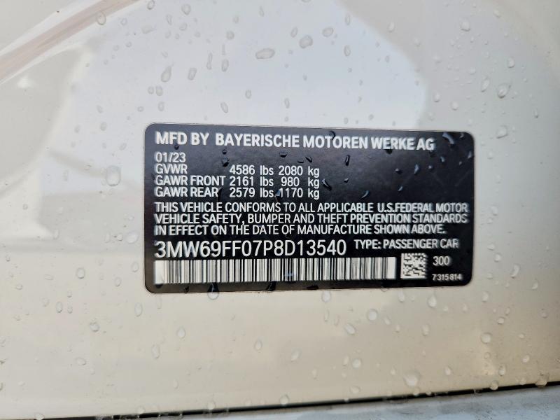 Aukcja sprzedaży 2023 Bmw 330i, vin: 3MW69FF07P8D13540, numer aukcji: 62298946
