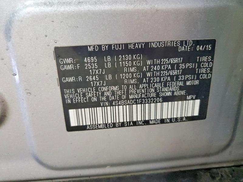 62907816 :رقم المزاد ، 4S4BSADC1F3332206 vin ، 2015 Subaru Outback مزاد بيع