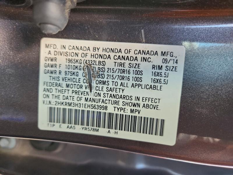 Продажа на аукционе авто 2014 Honda Cr-v, vin: 2HKRM3H31EH563998, номер лота: 61038496