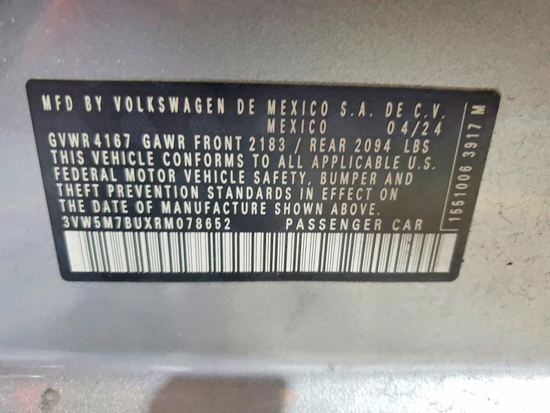 62395256 :رقم المزاد ، 3VW5M7BUXRM078652 vin ، 2024 Volkswagen Jetta مزاد بيع
