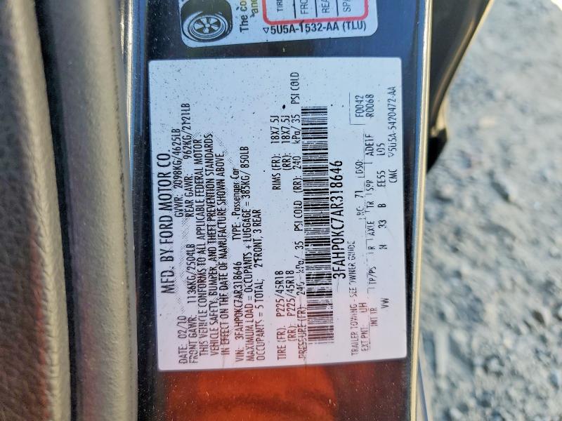 Продажа на аукционе авто 2010 Ford Fusion, vin: 3FAHP0KC7AR318646, номер лота: 61443236