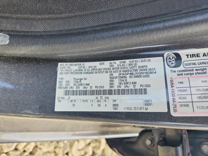 58787466 :رقم المزاد ، 3FADP4BJXGM183804 vin ، 2016 Ford Fiesta مزاد بيع
