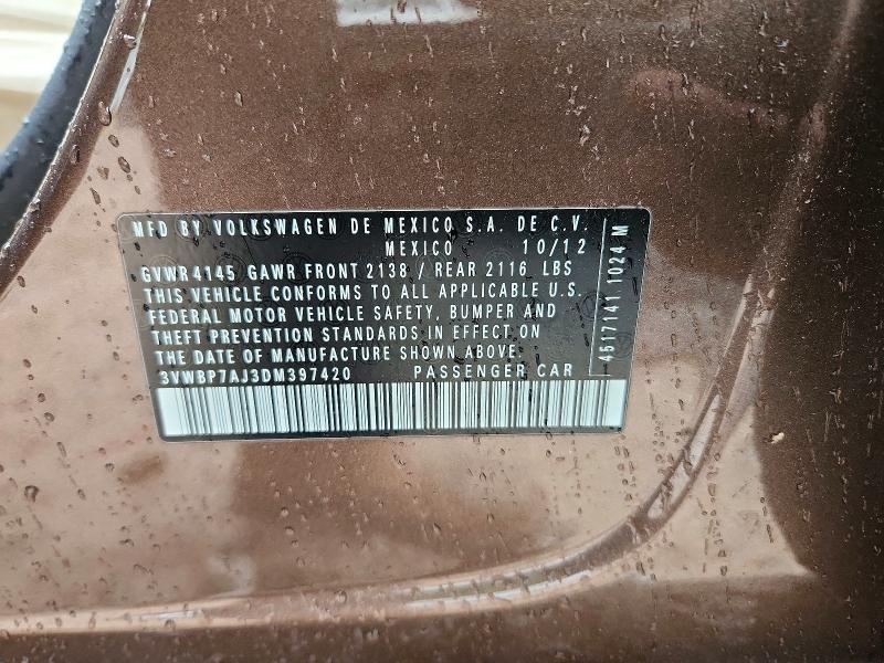 Продаж на аукціоні авто 2013 Volkswagen Jetta, vin: 3VWBP7AJ3DM397420, номер лоту: 62383726