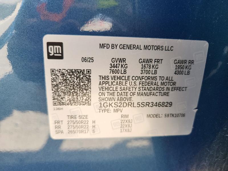 Продажа на аукционе авто 2025 Gmc Yukon, vin: 1GKS2DRL5SR346829, номер лота: 59309496