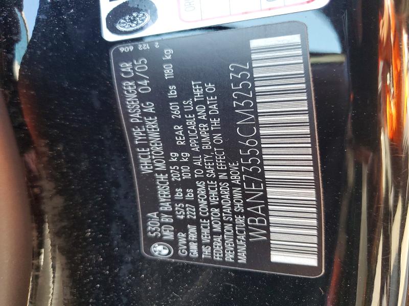 61617376 :رقم المزاد ، WBANE73556CM32532 vin ، 2006 Bmw 530 مزاد بيع