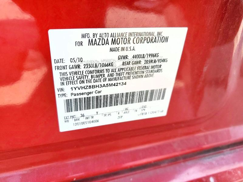 Продаж на аукціоні авто 2010 Mazda 6, vin: 1YVHZ8BH3A5M42134, номер лоту: 61726716
