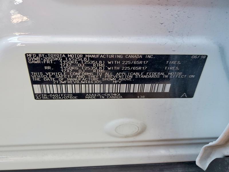 Aukcja sprzedaży 2018 Toyota Rav4, vin: 2T3WFREV8JW484305, numer aukcji: 62079306