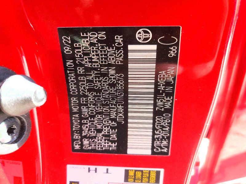 59987056 :رقم المزاد ، JTDKAMFU1N3185673 vin ، 2022 Toyota Prius مزاد بيع
