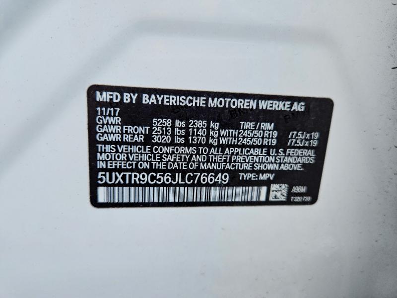 Продаж на аукціоні авто 2018 Bmw X3, vin: 5UXTR9C56JLC76649, номер лоту: 61754016