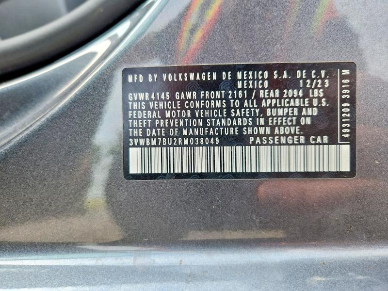 62617826 :رقم المزاد ، 3VWBM7BU2RM038049 vin ، 2024 Volkswagen Jetta مزاد بيع
