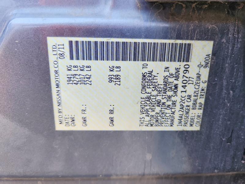 62113556 :رقم المزاد ، 1N4AL2AP2CC140790 vin ، 2012 Nissan Altima مزاد بيع