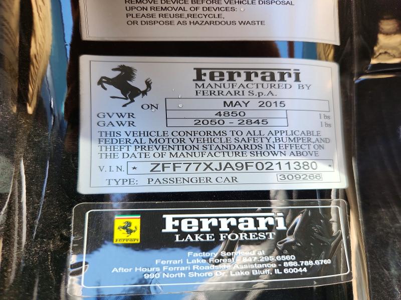 2015 Ferrari California T მანქანა იყიდება აუქციონზე, vin: ZFF77XJA9F0211380, აუქციონის ნომერი: 59266186