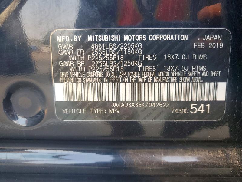 Aukcja sprzedaży 2019 Mitsubishi Outlander, vin: JA4AD3A36KZ042622, numer aukcji: 61143706