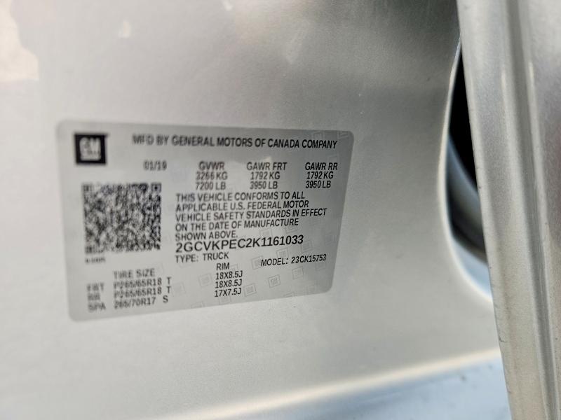 61889556 :رقم المزاد ، 2GCVKPEC2K1161033 vin ، 2019 Chevrolet Silverado Ld مزاد بيع