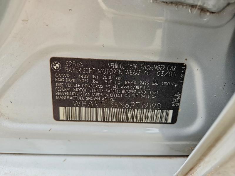 60765666 :رقم المزاد ، WBAVB135X6PT19190 vin ، 2006 Bmw 325 مزاد بيع