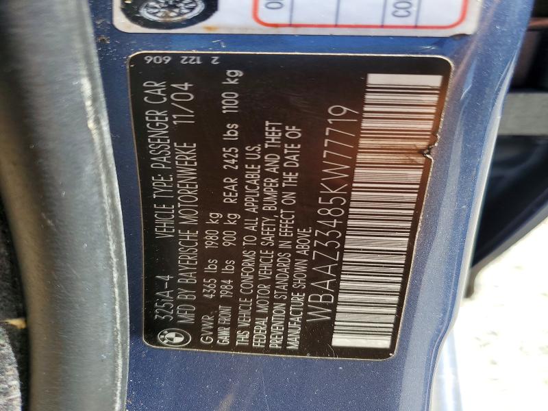 59875396 :رقم المزاد ، WBAAZ33485KW77719 vin ، 2005 Bmw 325 مزاد بيع