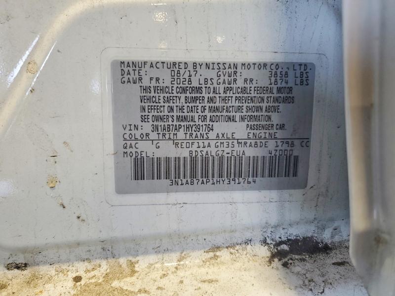 Aukcja sprzedaży 2017 Nissan Sentra, vin: 3N1AB7AP1HY391764, numer aukcji: 59134256