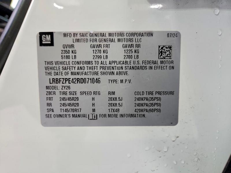 62876406 :رقم المزاد ، LRBFZPE42RD071046 vin ، 2024 Buick Envision مزاد بيع