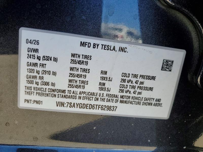 Продаж на аукціоні авто 2026 Tesla Model Y, vin: 7SAYGDED6TF629837, номер лоту: 61089836