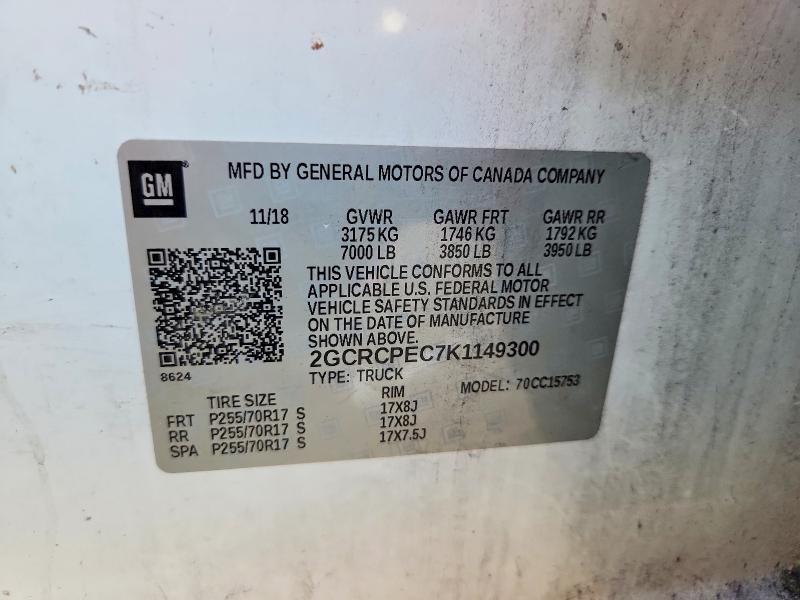 Продаж на аукціоні авто 2019 Chevrolet Silverado Ld, vin: 2GCRCPEC7K1149300, номер лоту: 59791516