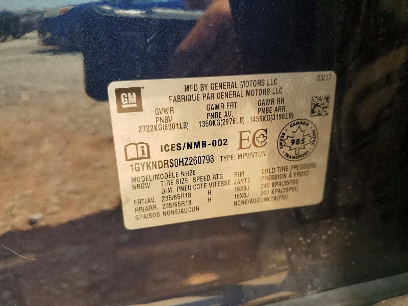 61591156 :رقم المزاد ، 1GYKNDRS0HZ260793 vin ، 2017 Cadillac Xt5 مزاد بيع