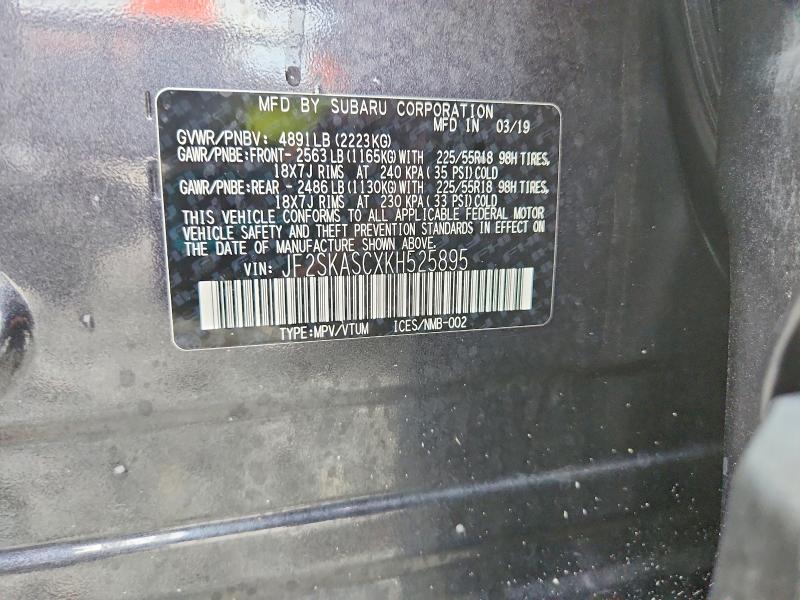 60950046 :رقم المزاد ، JF2SKASCXKH525895 vin ، 2019 Subaru Forester مزاد بيع