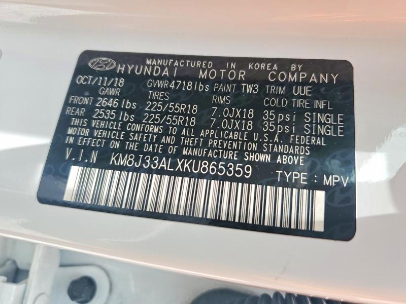 Продажа на аукционе авто 2019 Hyundai Tucson, vin: KM8J33ALXKU865359, номер лота: 62601576
