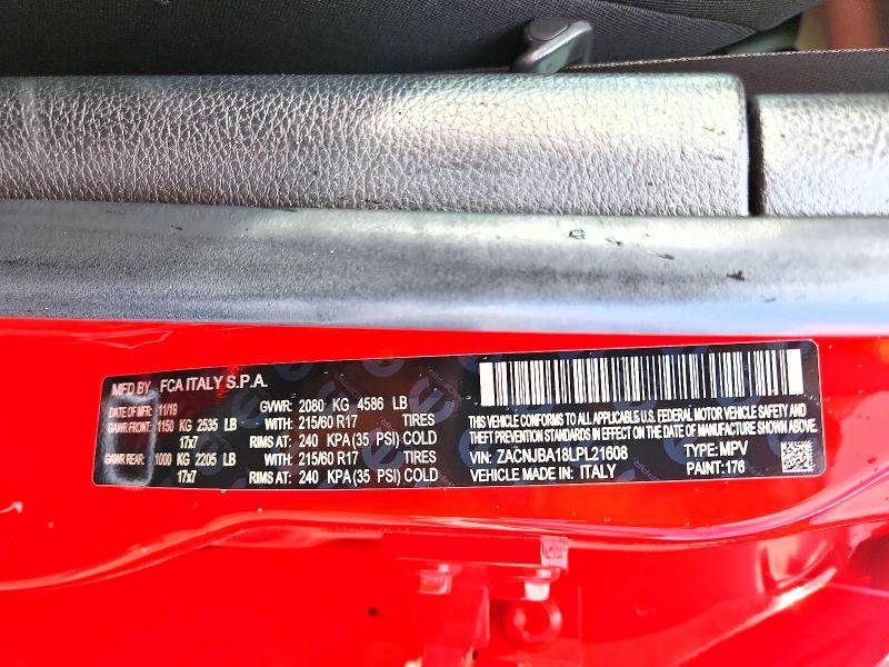 Продажа на аукционе авто 2020 Jeep Renegade, vin: ZACNJBA18LPL21608, номер лота: 63466196