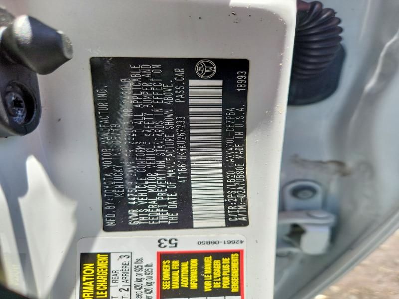 2019 Toyota Camry მანქანა იყიდება აუქციონზე, vin: 4T1B61HK4KU267233, აუქციონის ნომერი: 59946806