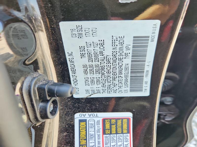 2016 Honda Cr-v მანქანა იყიდება აუქციონზე, vin: 5J6RM4H56GL056014, აუქციონის ნომერი: 63470206