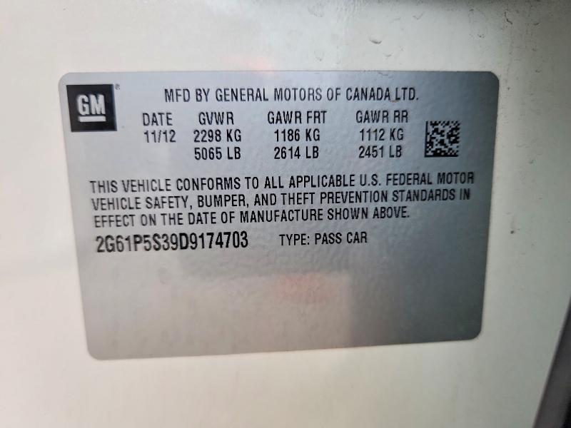 60716556 :رقم المزاد ، 2G61P5S39D9174703 vin ، 2013 Cadillac Xts مزاد بيع