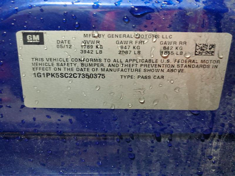 Продажа на аукционе авто 2012 Chevrolet Cruze, vin: 1G1PK5SC2C7350375, номер лота: 60387626