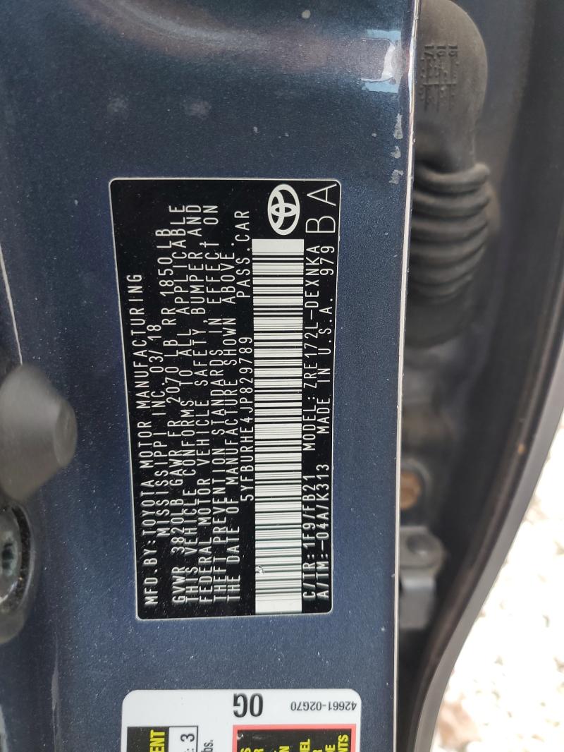 Продажа на аукционе авто 2018 Toyota Corolla, vin: 5YFBURHE4JP829789, номер лота: 57887696