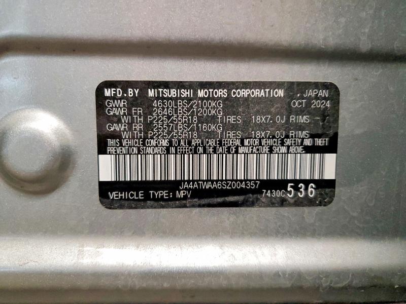 62800256 :رقم المزاد ، JA4ATWAA6SZ004357 vin ، 2025 Mitsubishi Eclipse Cross مزاد بيع