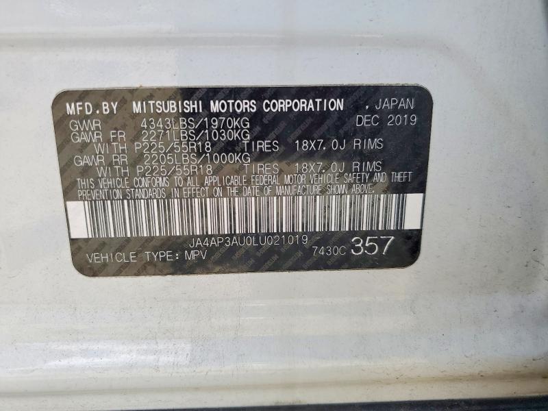 63198196 :رقم المزاد ، JA4AP3AU0LU021019 vin ، 2020 Mitsubishi Outlander Sport مزاد بيع