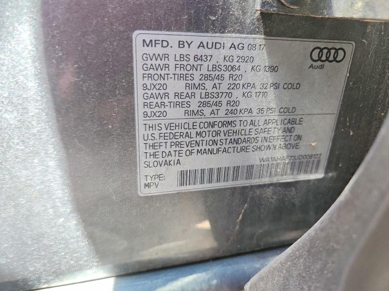 Aukcja sprzedaży 2018 Audi Q7, vin: WA1AHAF73JD008122, numer aukcji: 58636116