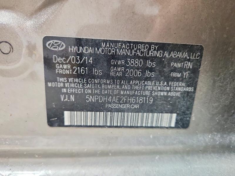 Продаж на аукціоні авто 2015 Hyundai Elantra, vin: 5NPDH4AE2FH618119, номер лоту: 60010336