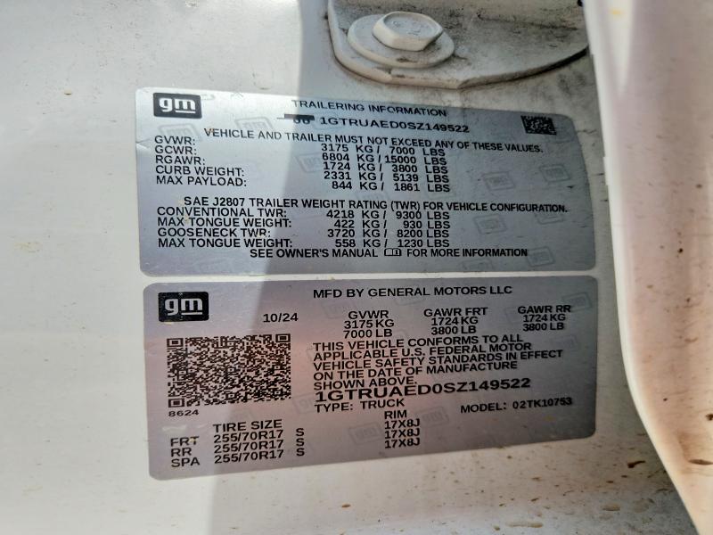 Aukcja sprzedaży 2025 Gmc Sierra, vin: 1GTRUAED0SZ149522, numer aukcji: 63055726