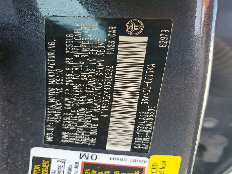 Продажа на аукционе авто 2011 Toyota Camry, vin: 4T1BK3EKXBU620392, номер лота: 62010106