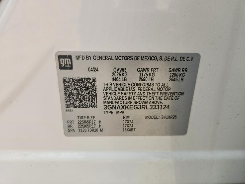 Aukcja sprzedaży 2024 Chevrolet Equinox, vin: 3GNAXKEG3RL333124, numer aukcji: 61139986